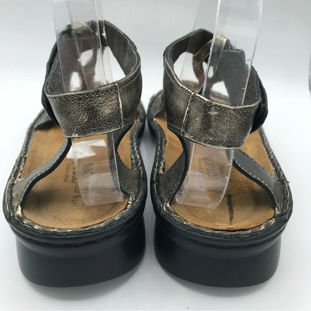 NAOT Cymbal Metallic Gladiator Ankle Strap Flat‎ Leather Sandals Sz 42 US 11 EUC
